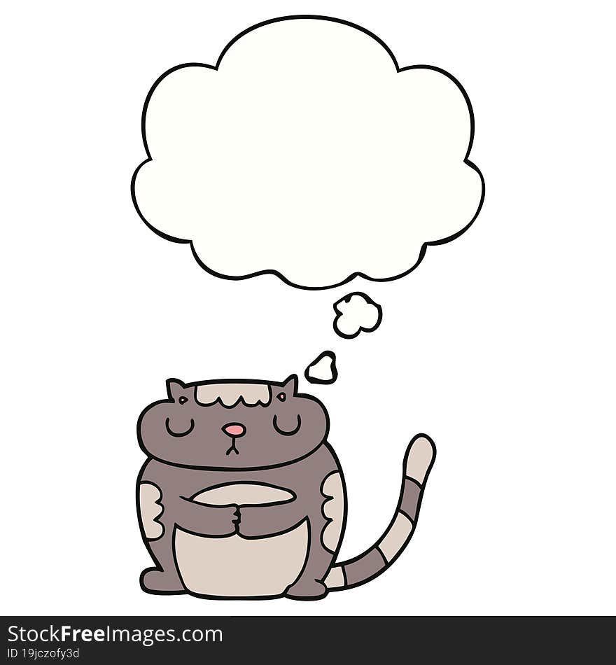 Cute Cartoon Cat And Thought Bubble