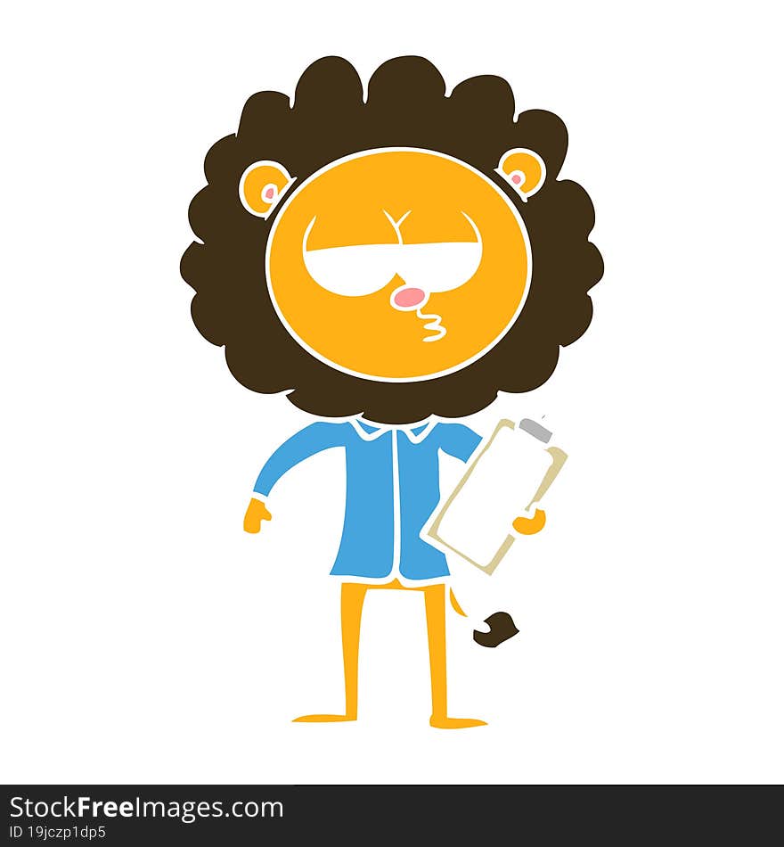 flat color style cartoon bored lion manager