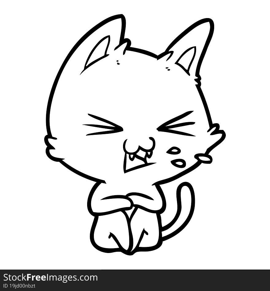 cartoon cat hissing. cartoon cat hissing