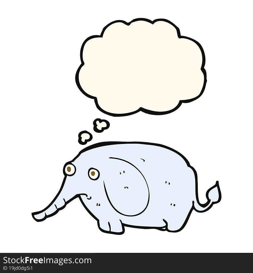 Cartoon Sad Little Elephant With Thought Bubble