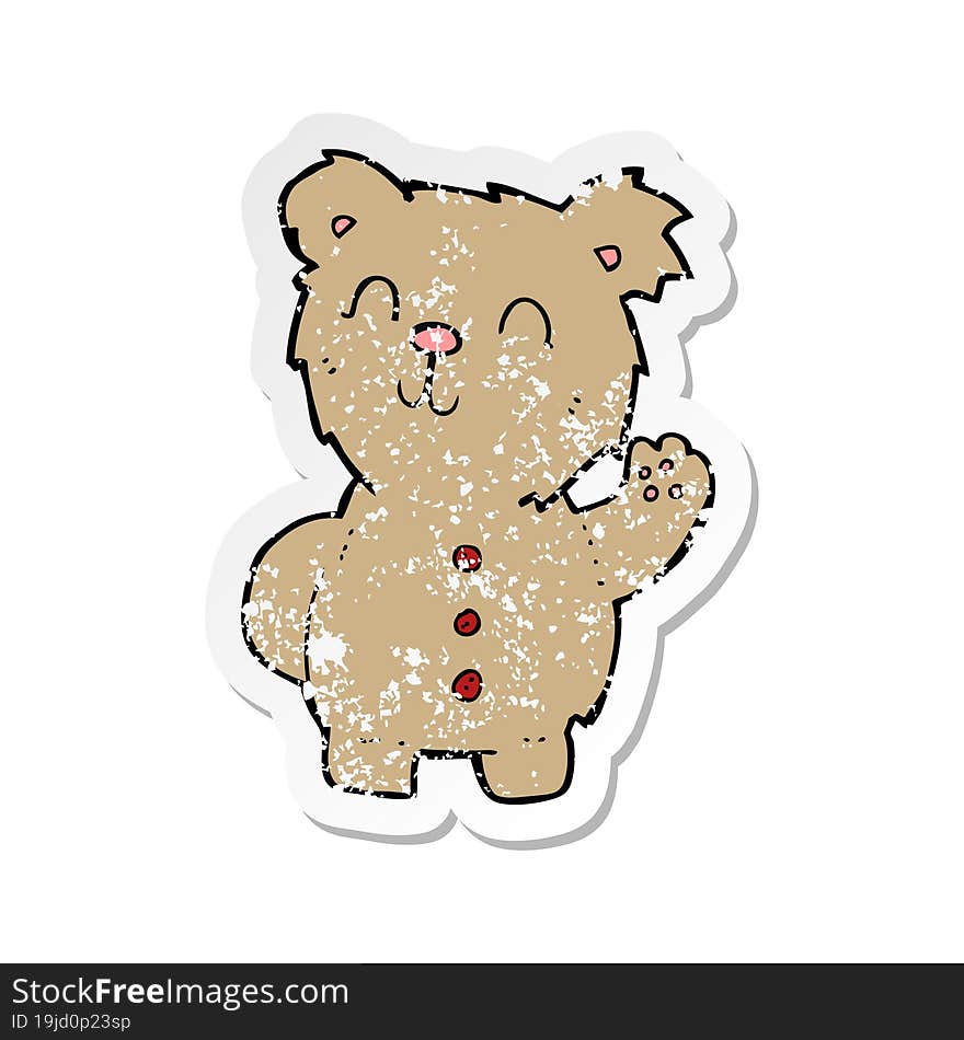 retro distressed sticker of a cartoon teddy bear