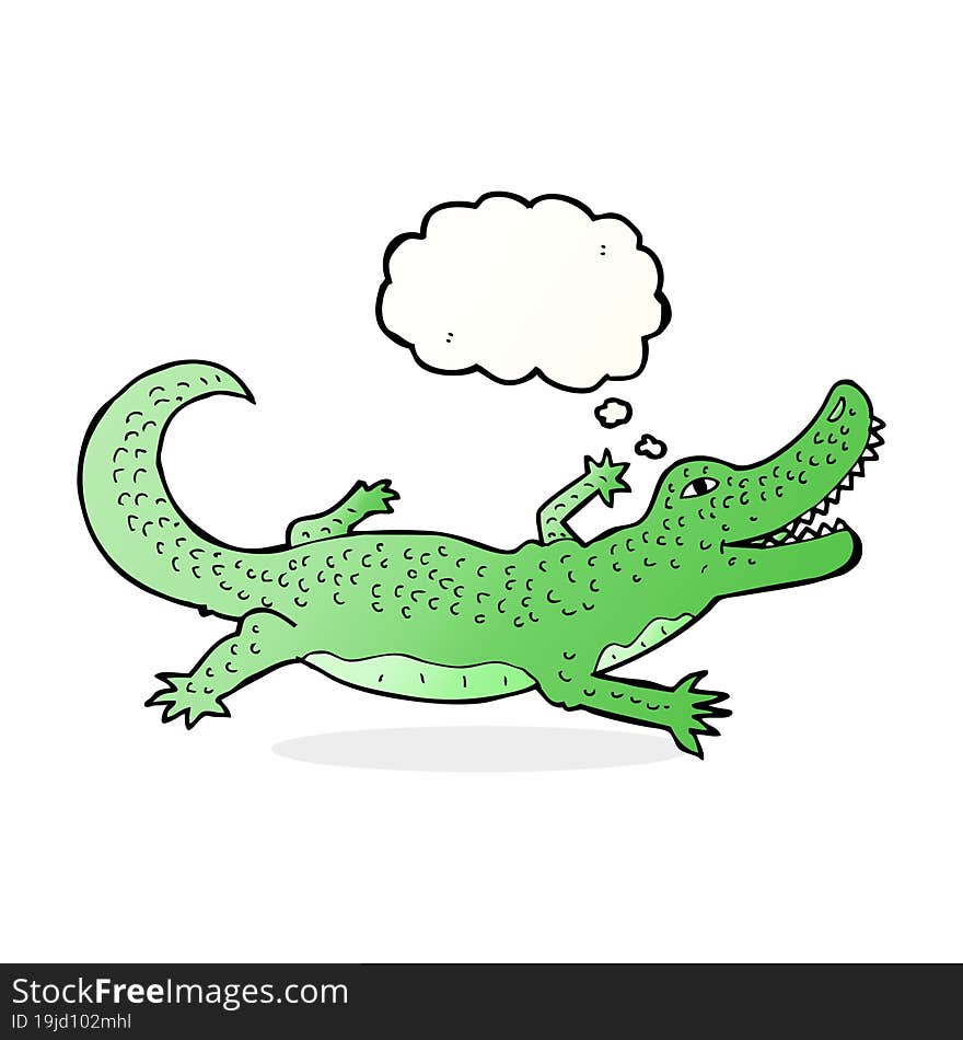 cartoon crocodile with thought bubble