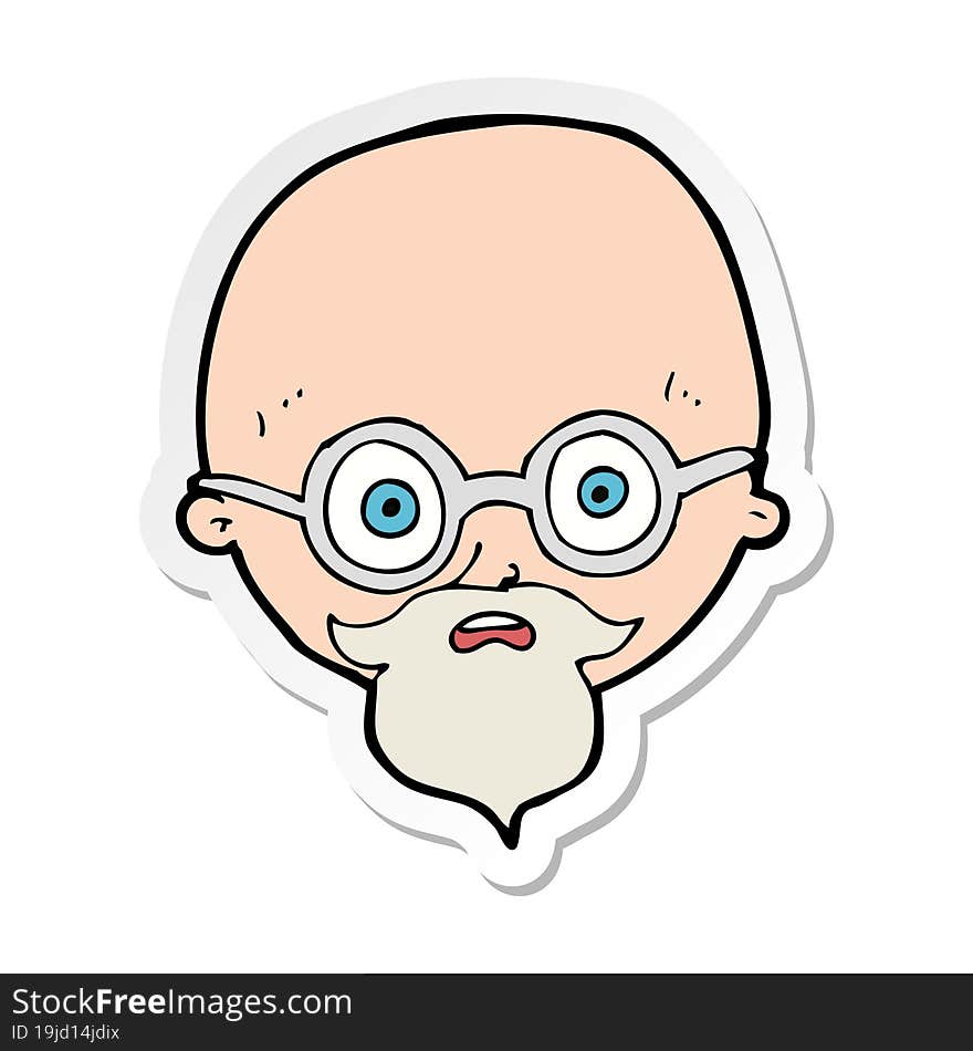 Sticker Of A Cartoon Shocked Man With Beard