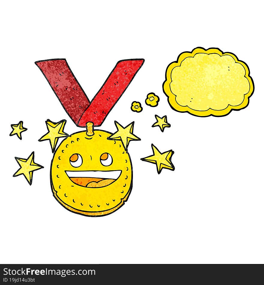 thought bubble textured cartoon happy sports medal