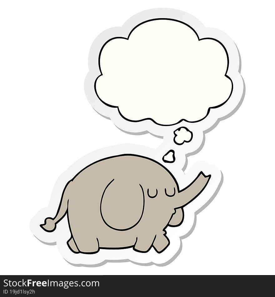 cartoon elephant and thought bubble as a printed sticker