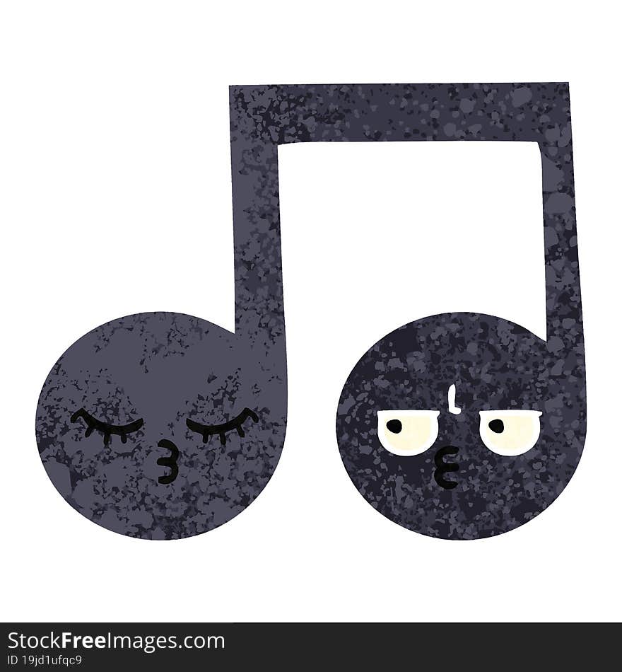 retro illustration style cartoon musical note