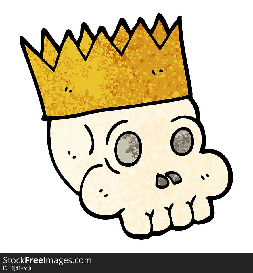 grunge textured illustration cartoon skull wearing crown