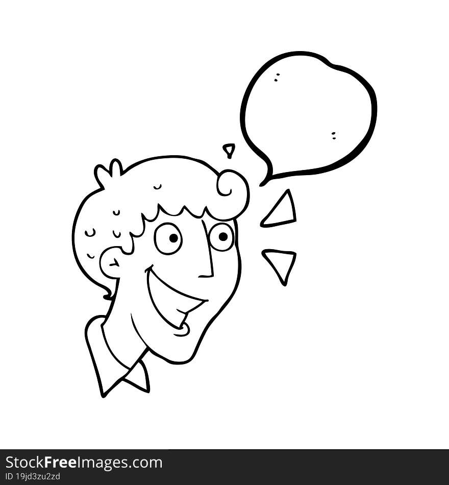 freehand drawn speech bubble cartoon excited man