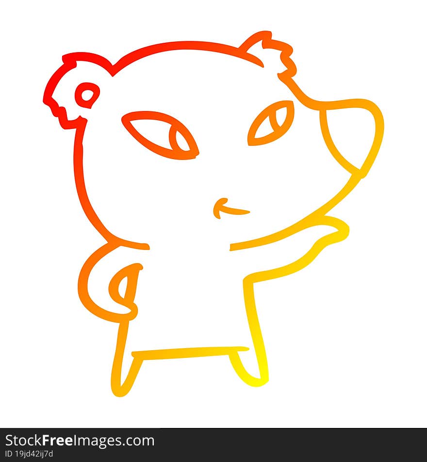 Warm Gradient Line Drawing Cute Cartoon Bear