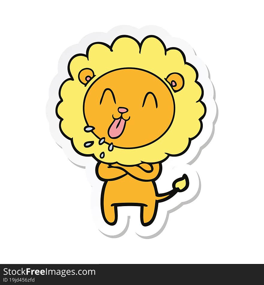 sticker of a happy cartoon lion