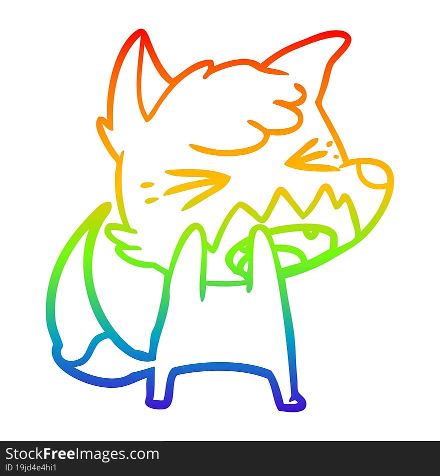 rainbow gradient line drawing angry cartoon fox