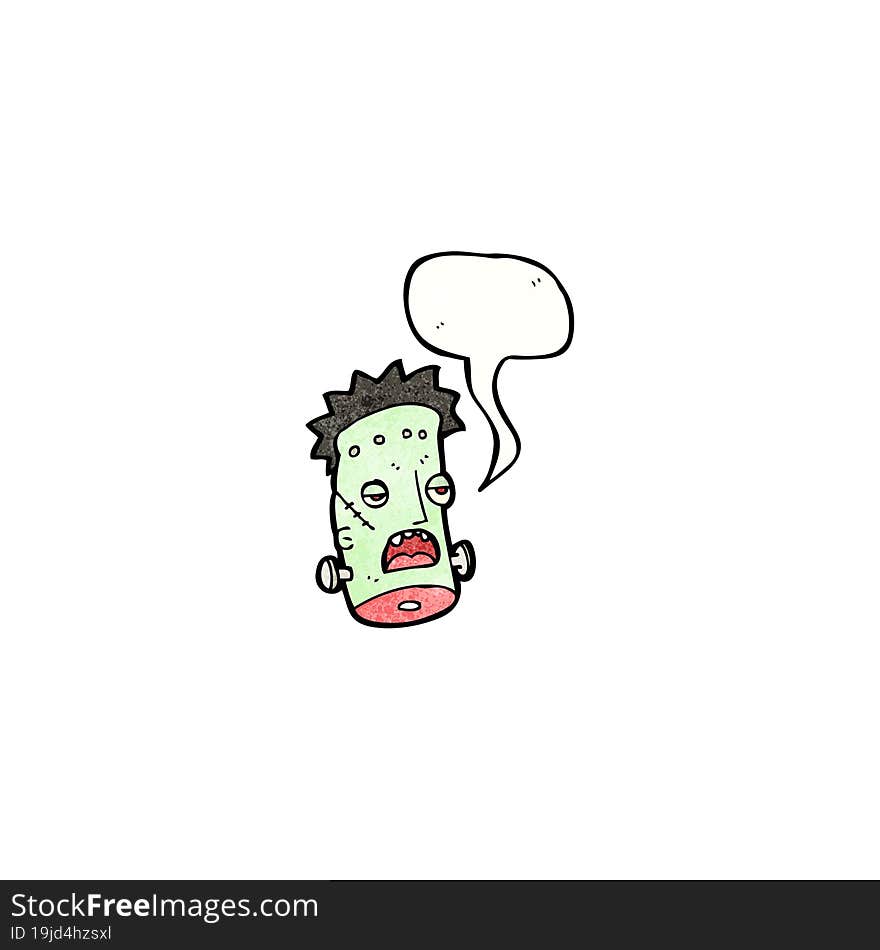 Funny Frankenstein Monster Head Cartoon