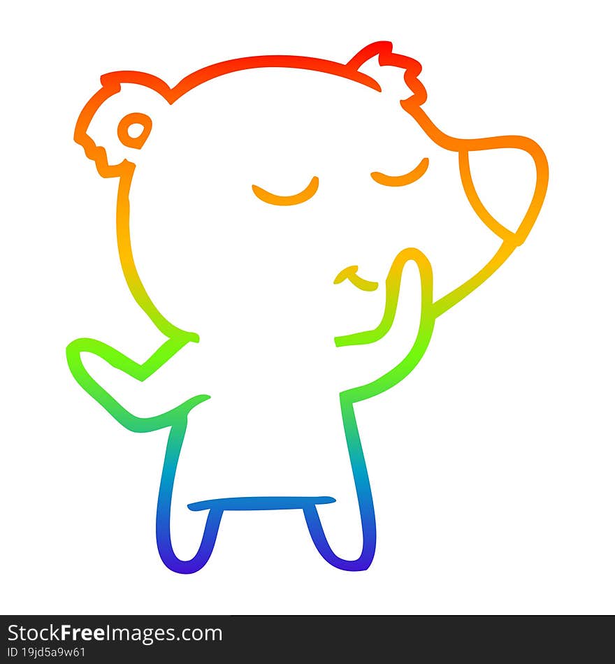 rainbow gradient line drawing happy cartoon bear