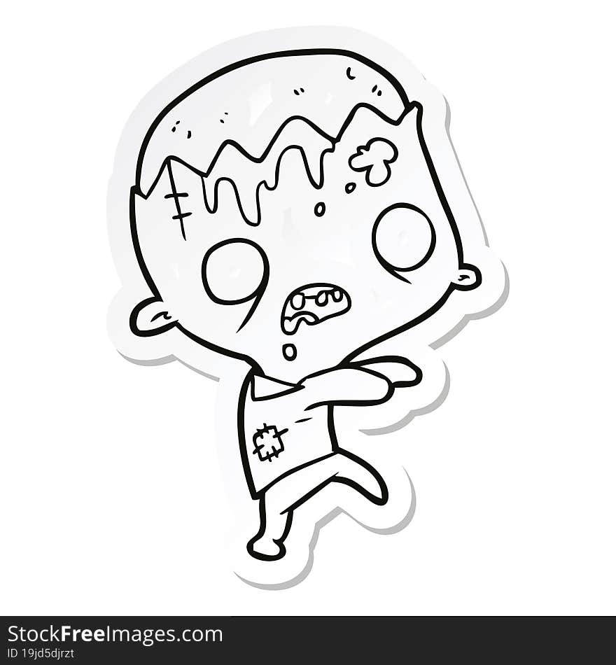 sticker of a cartoon zombie