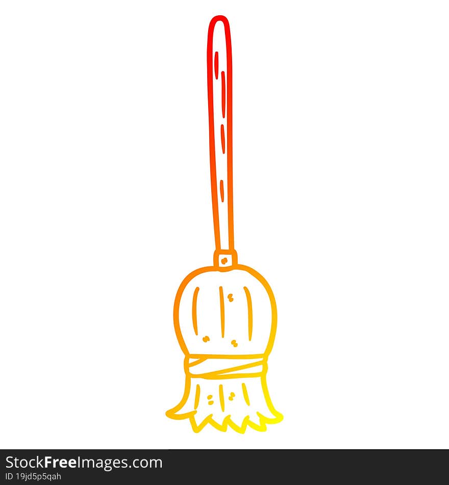 Warm Gradient Line Drawing Cartoon Broom