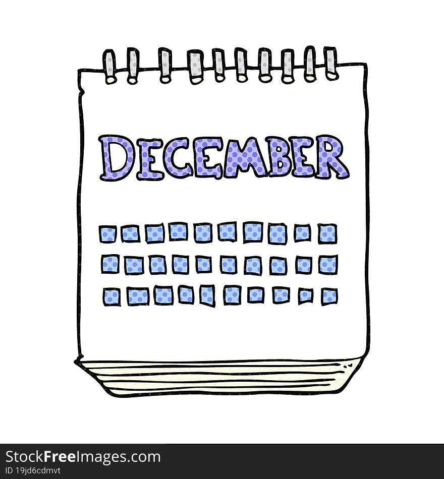 cartoon calendar showing month of December