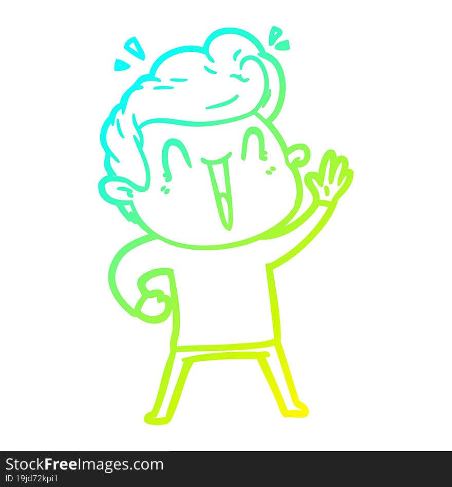 cold gradient line drawing cartoon excited man