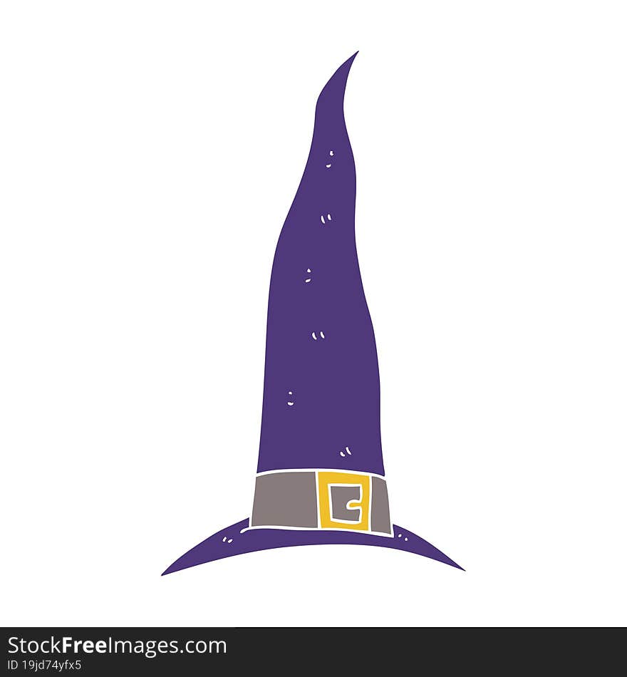 flat color illustration of a cartoon witch s hat