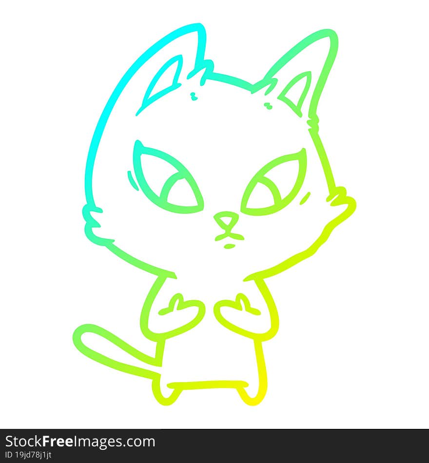 cold gradient line drawing confused cartoon cat