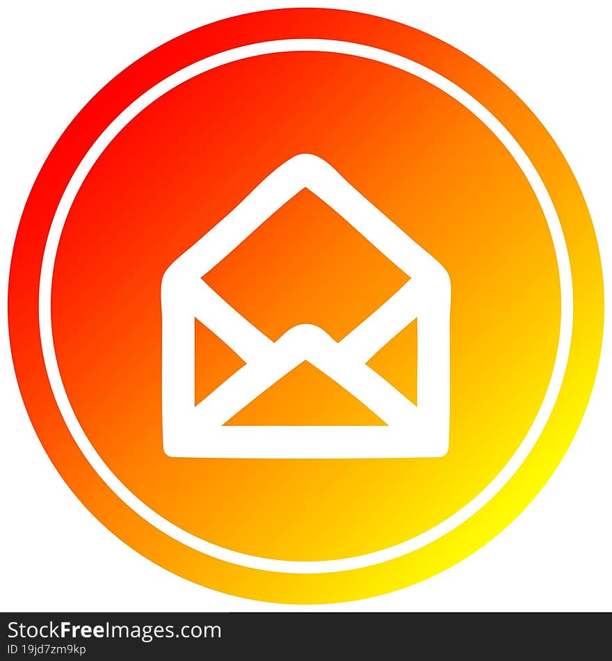 envelope letter circular icon with warm gradient finish. envelope letter circular icon with warm gradient finish