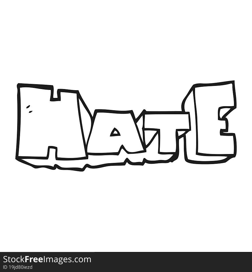 Black And White Cartoon Word Hate