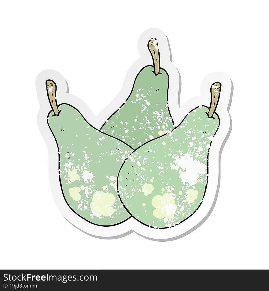 Retro Distressed Sticker Of A Cartoon Pears