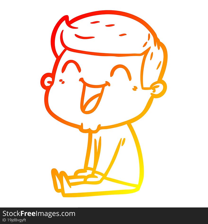 warm gradient line drawing of a cartoon man laughing