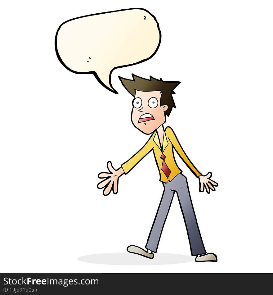 Cartoon Stressed Man With Speech Bubble