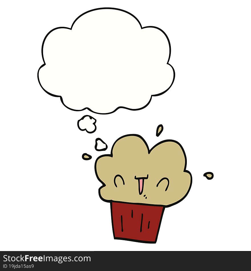 Cartoon Cupcake And Thought Bubble