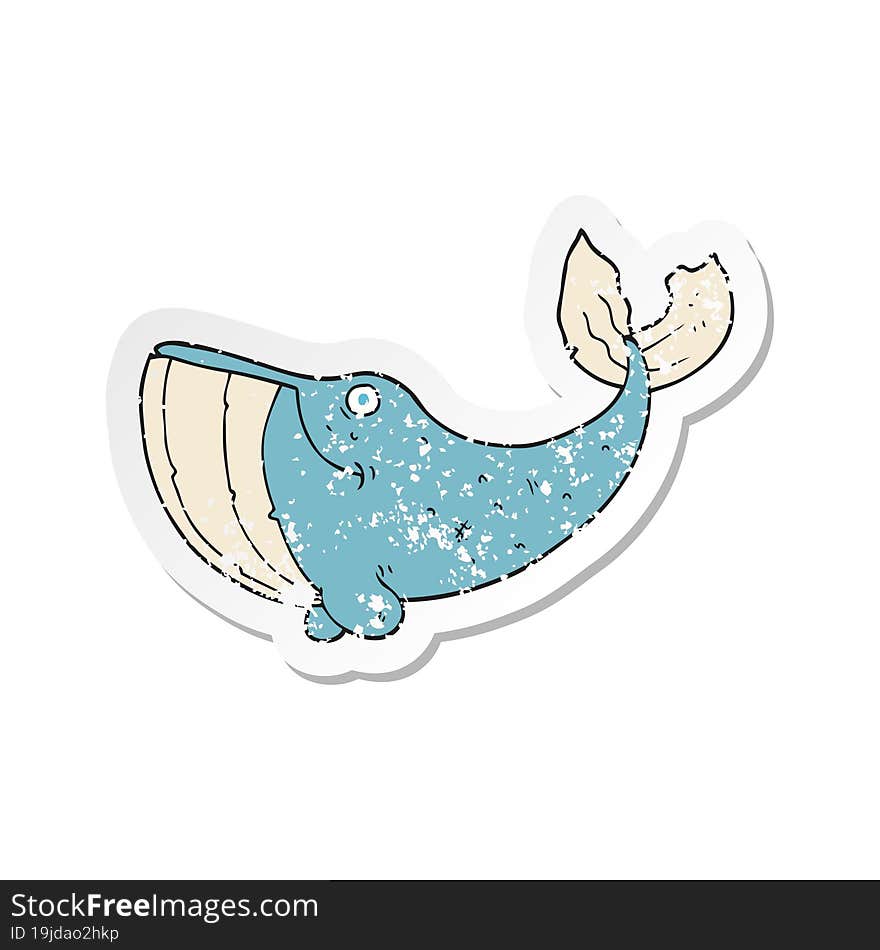 Retro Distressed Sticker Of A Cartoon Whale