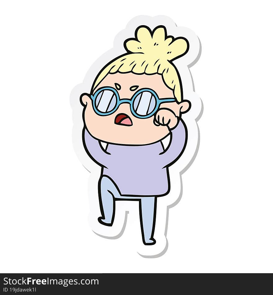 sticker of a cartoon annoyed woman