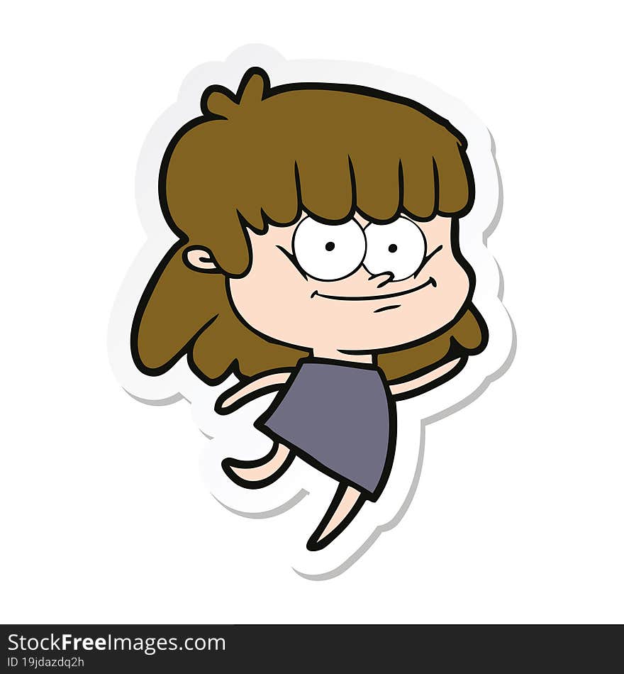 sticker of a cartoon girl smiling