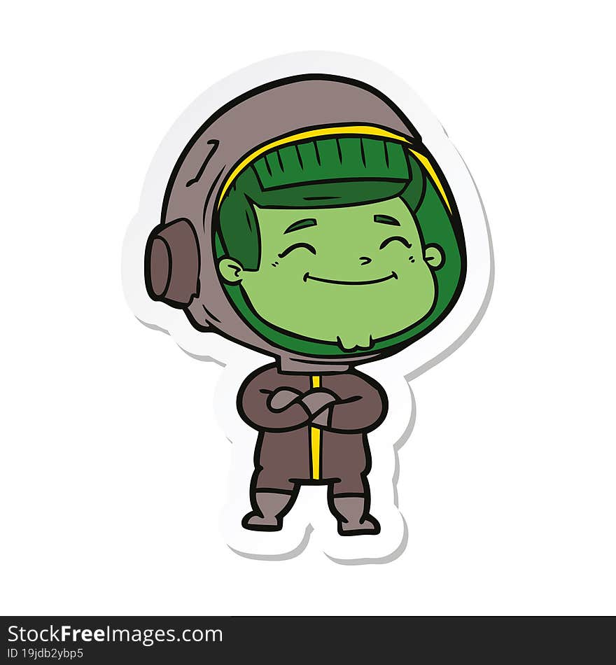 sticker of a happy cartoon astronaut