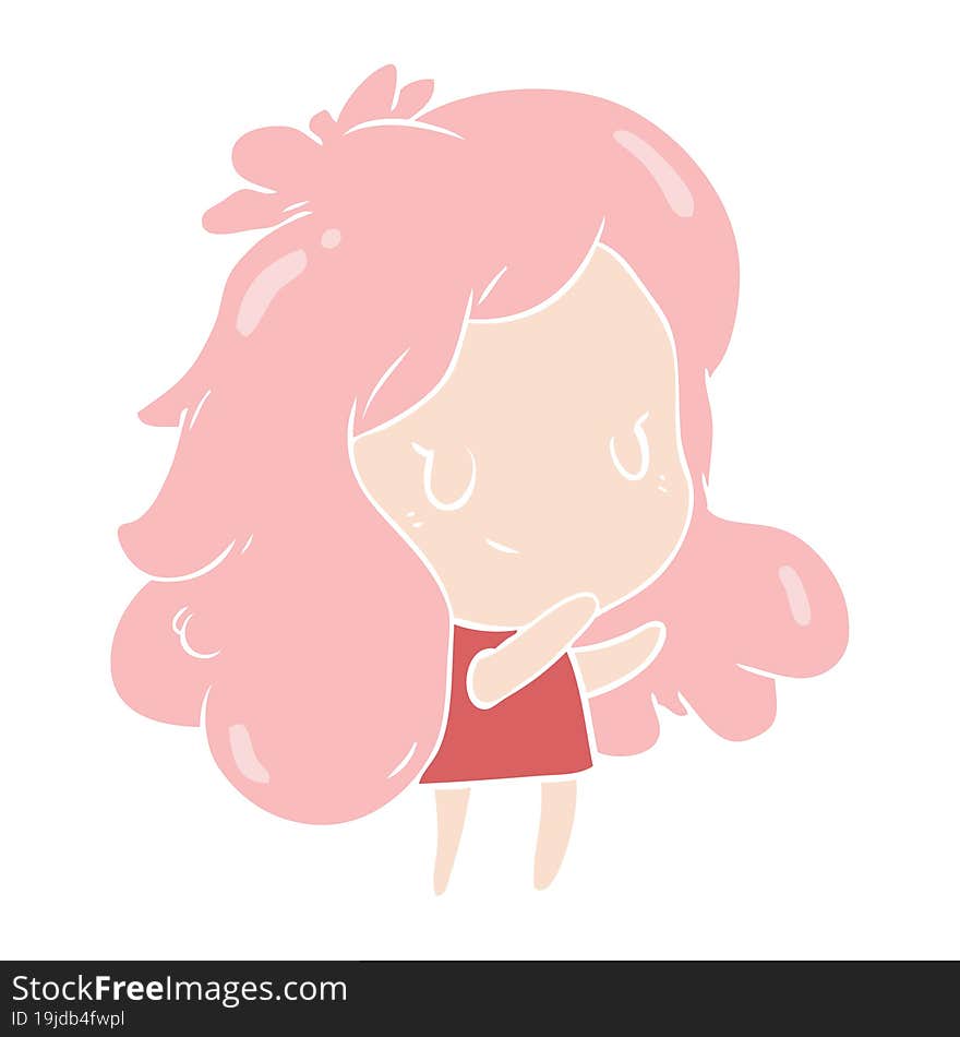 cute flat color style cartoon girl