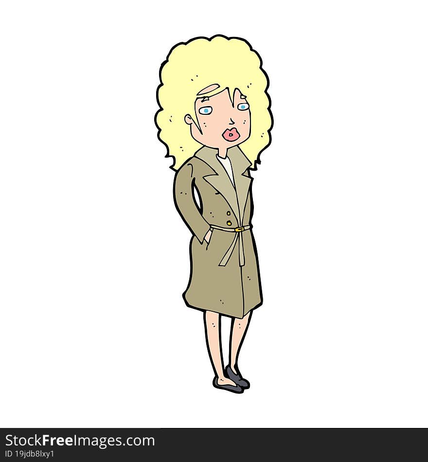 Cartoon Woman In Trench Coat