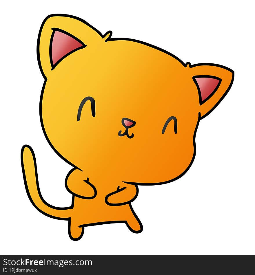 gradient cartoon of cute kawaii cat