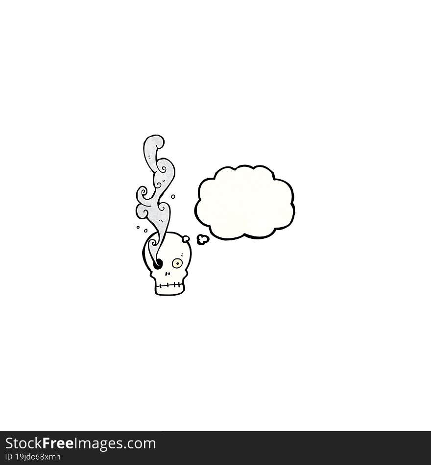 cartoon skull with thought bubble