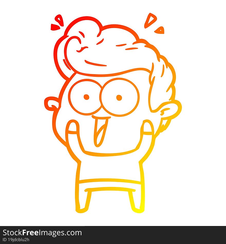 Warm Gradient Line Drawing Cartoon Excited Man