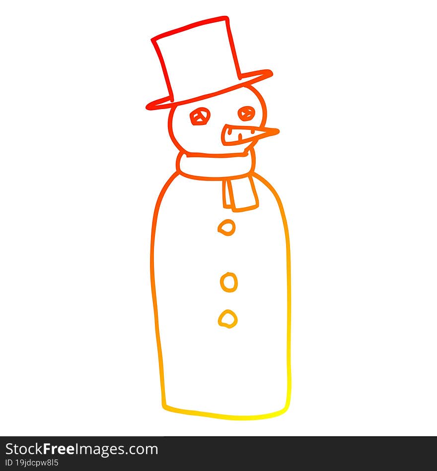 warm gradient line drawing cartoon traditional snowman