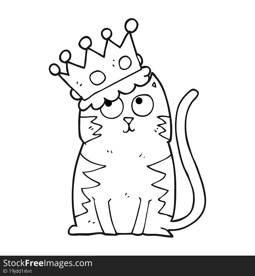 black and white cartoon cat with crown