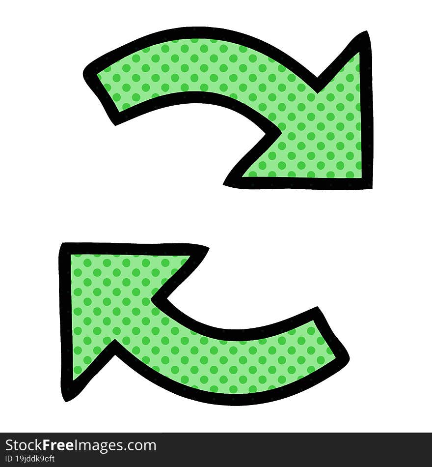 comic book style cartoon of a recycling arrows