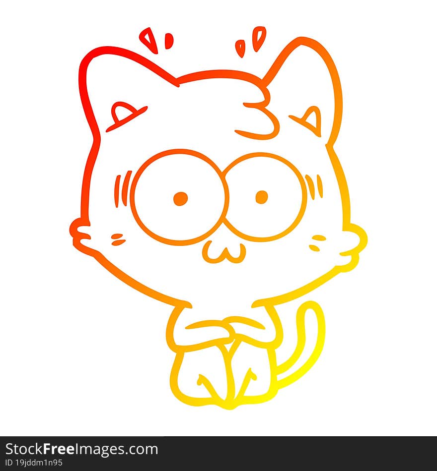 warm gradient line drawing cartoon surprised cat