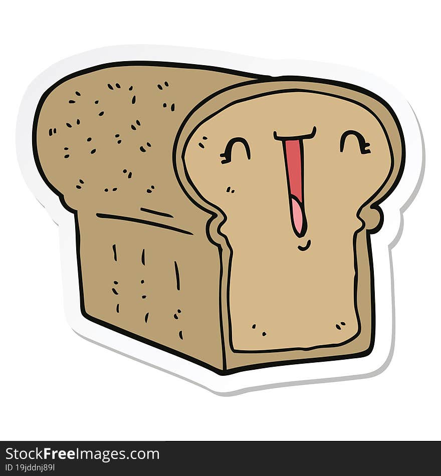 Sticker Of A Cute Cartoon Loaf Of Bread