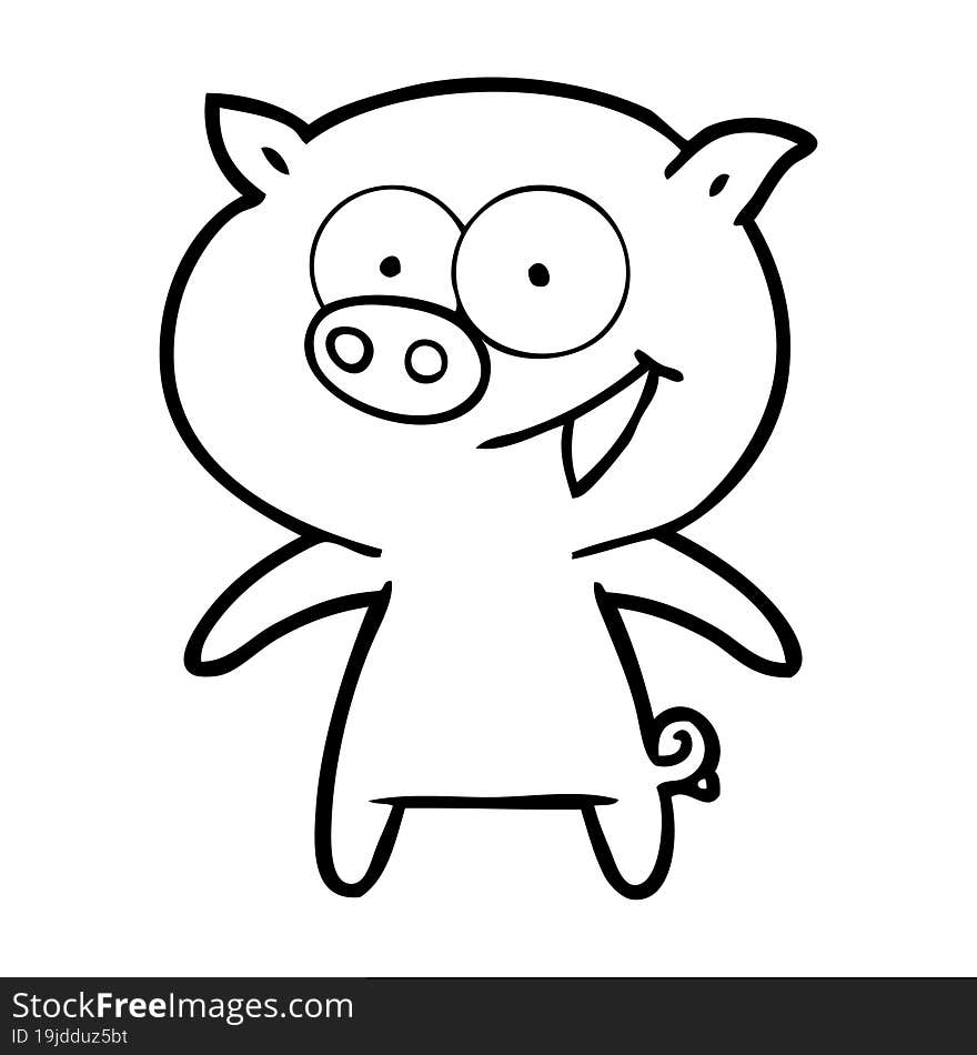 cheerful pig cartoon. cheerful pig cartoon