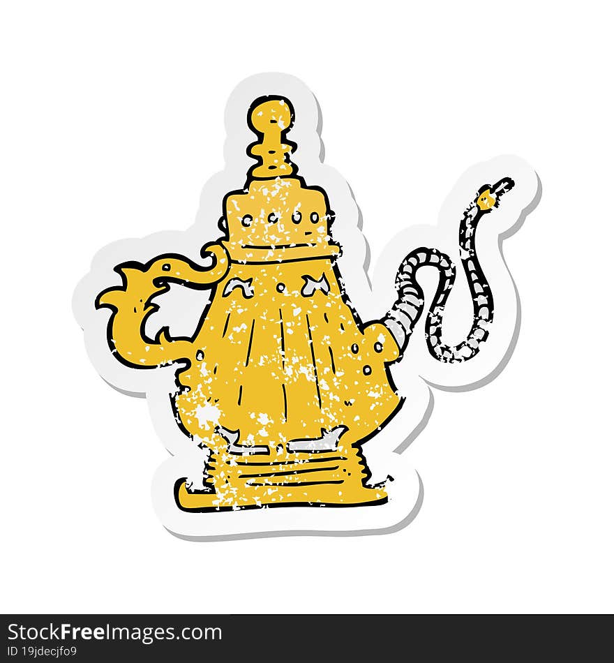 retro distressed sticker of a cartoon hookah