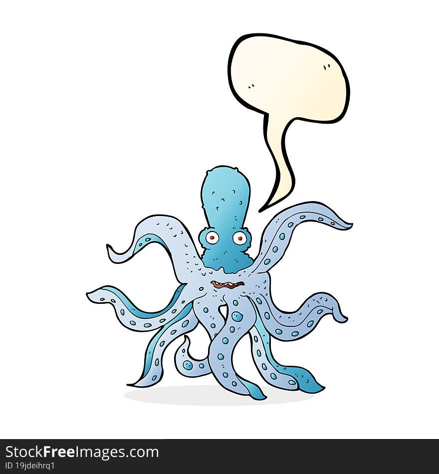 cartoon giant octopus with speech bubble