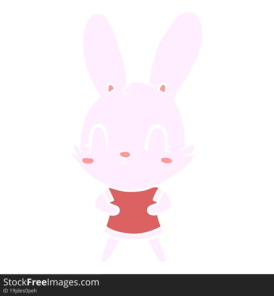 Cute Flat Color Style Cartoon Rabbit In Dress