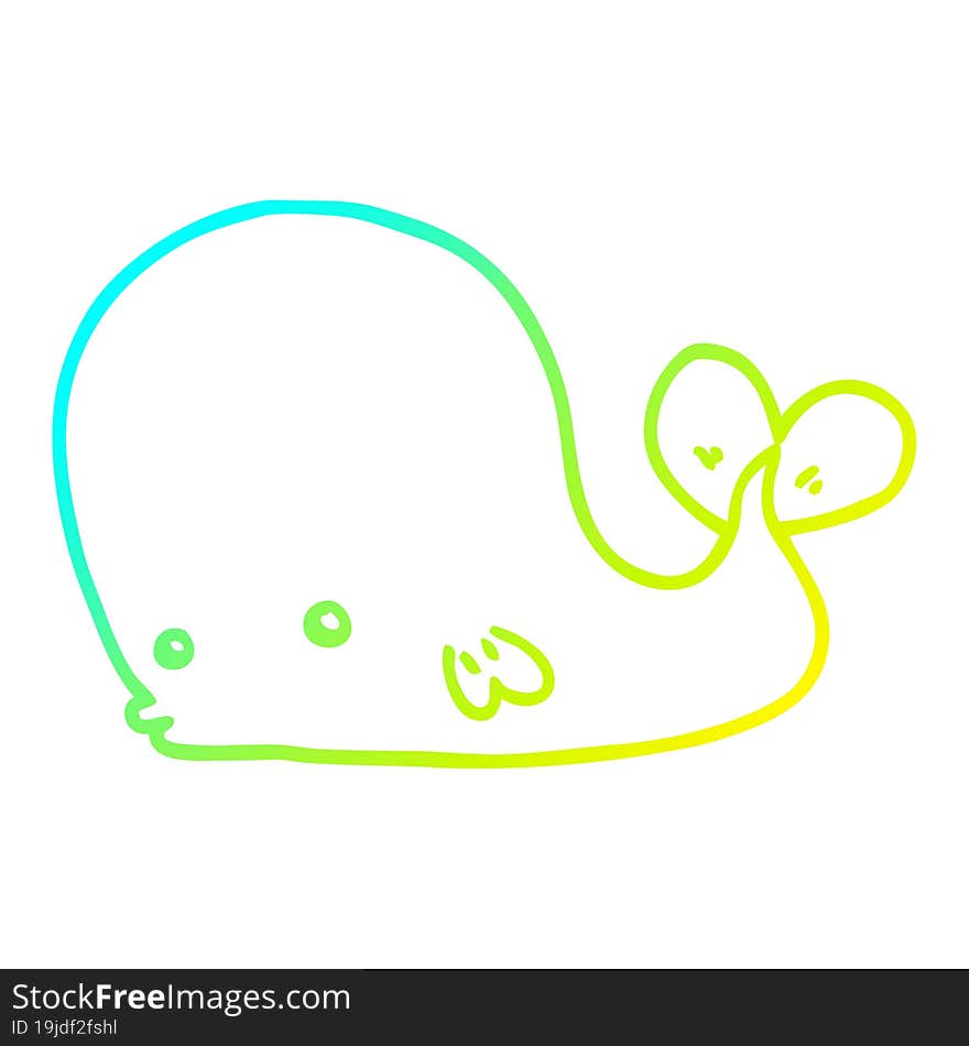 cold gradient line drawing cartoon whale