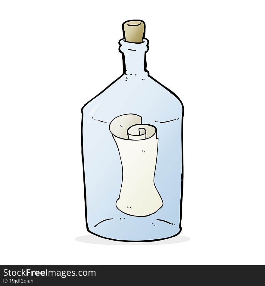 cartoon letter in bottle