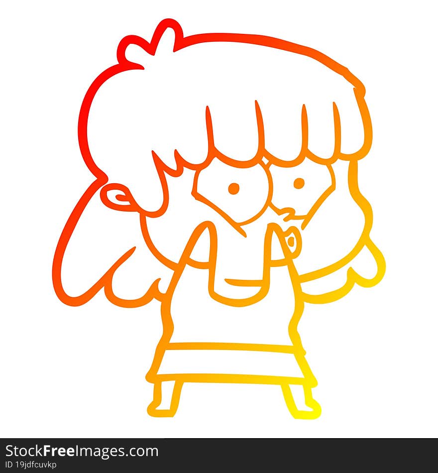 warm gradient line drawing cartoon whistling girl